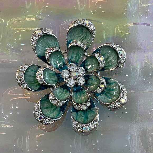 Pretty Mod Large Blue Crystal Peacock Fashion Brooch - Picture 2 of 16